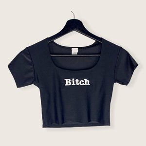 Y2K Crop "Bitch" Top